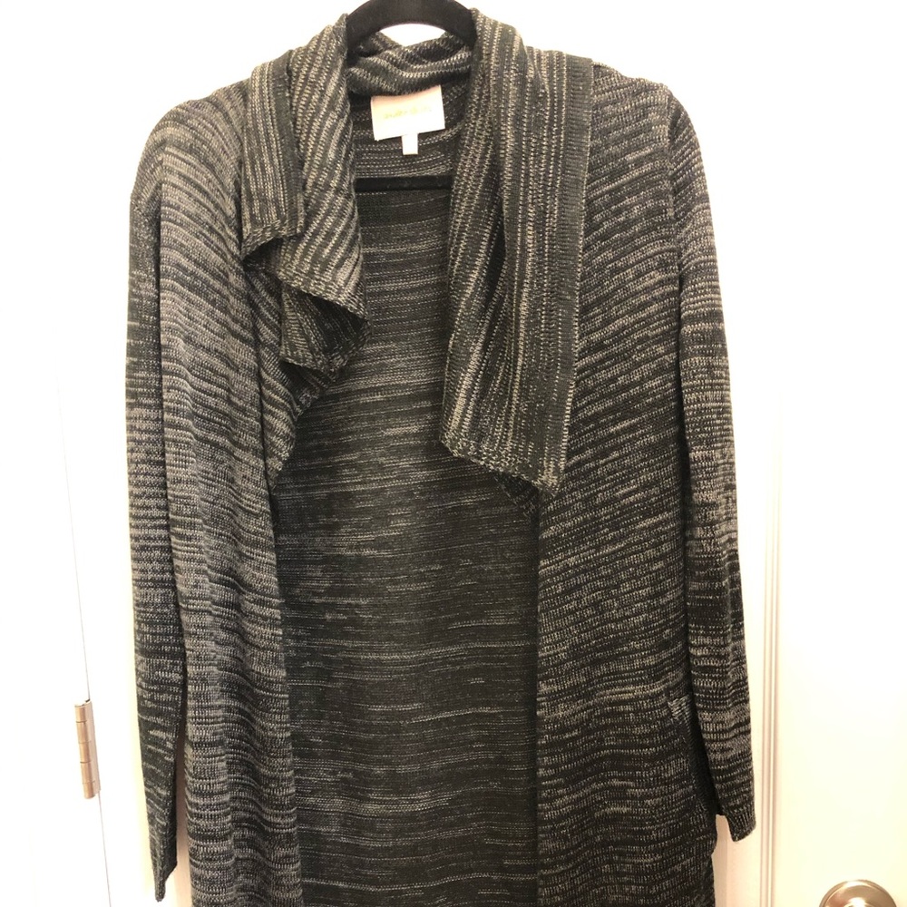 Under Skies Black/Gray Sweater Coat One Size